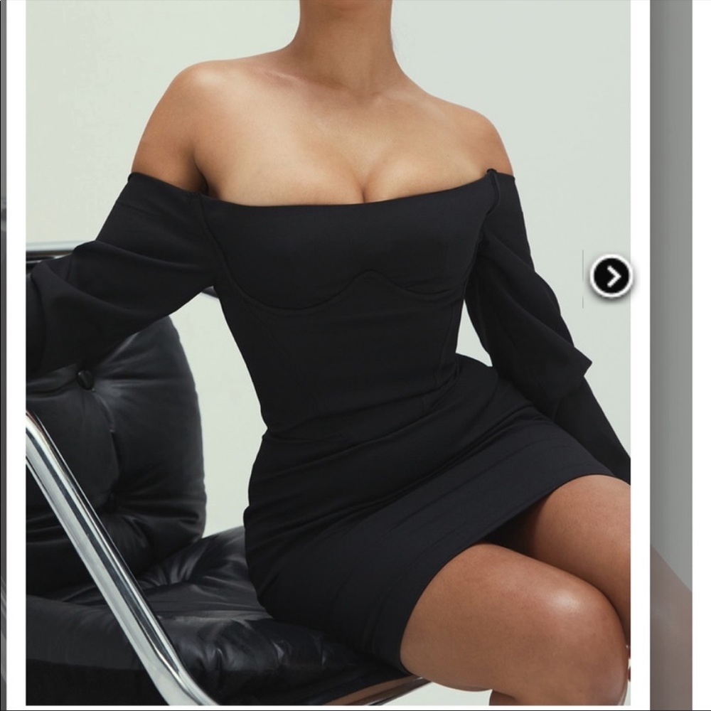 Honey black bardot corset dress